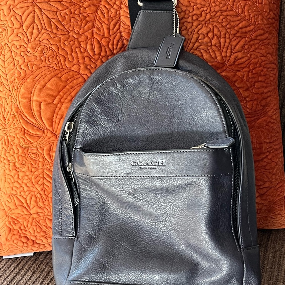 Navy blue coach backpack